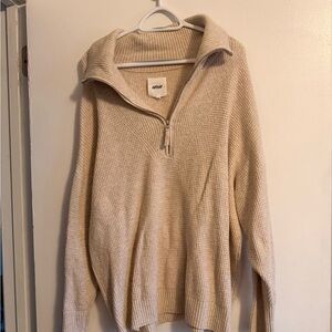 Aerie Cream Textured Zip-Up